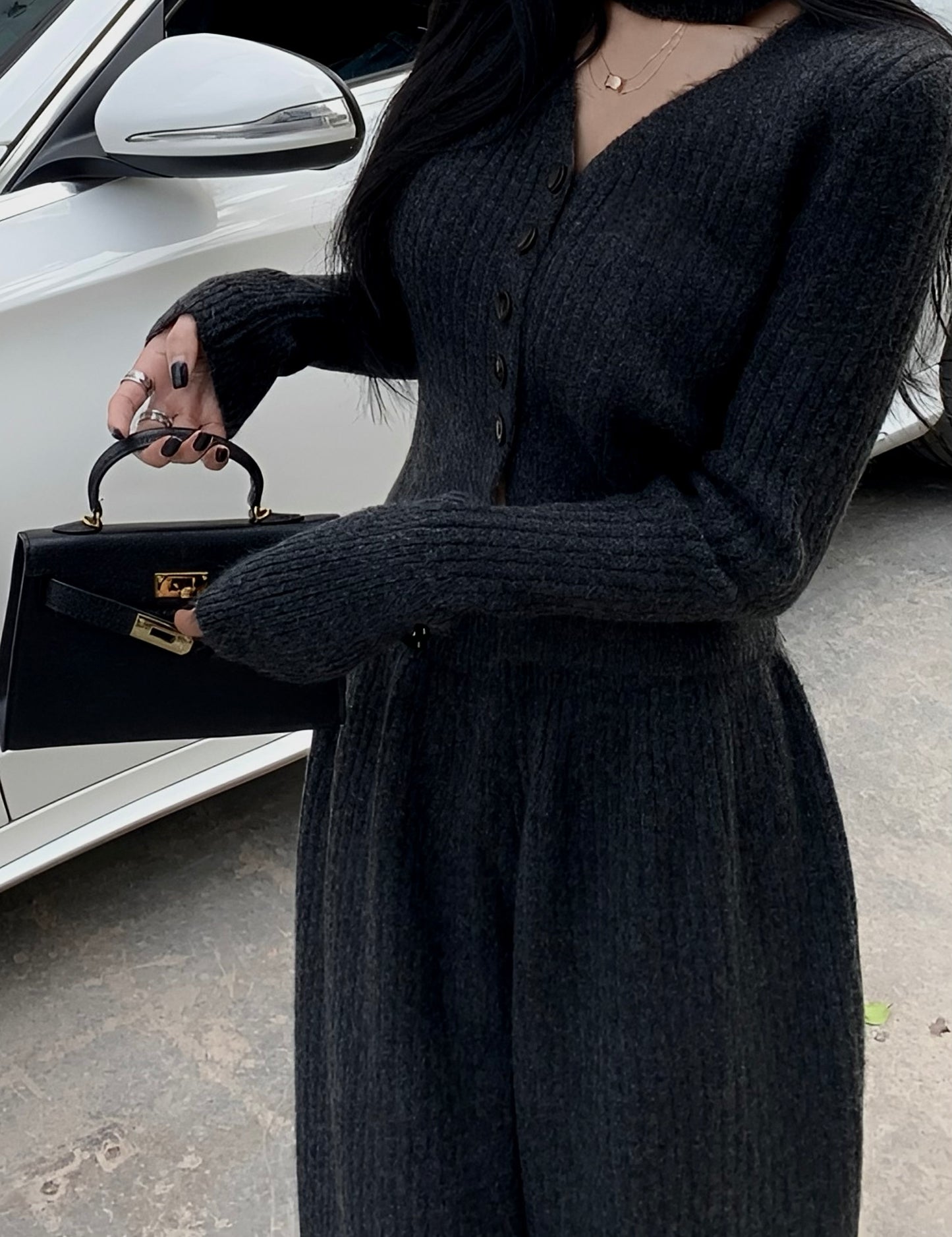 Premium Wool V Neck Co-Ord Set