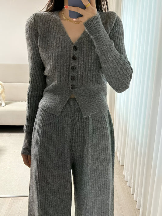 Premium Wool V Neck Co-Ord Set