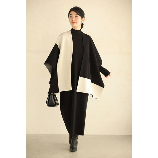 Cape-style cardigan and dress set