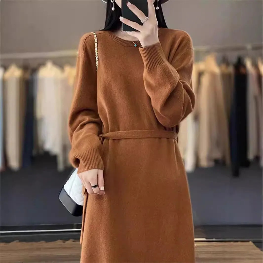 Merino Wool Crewneck Bodycon Dress