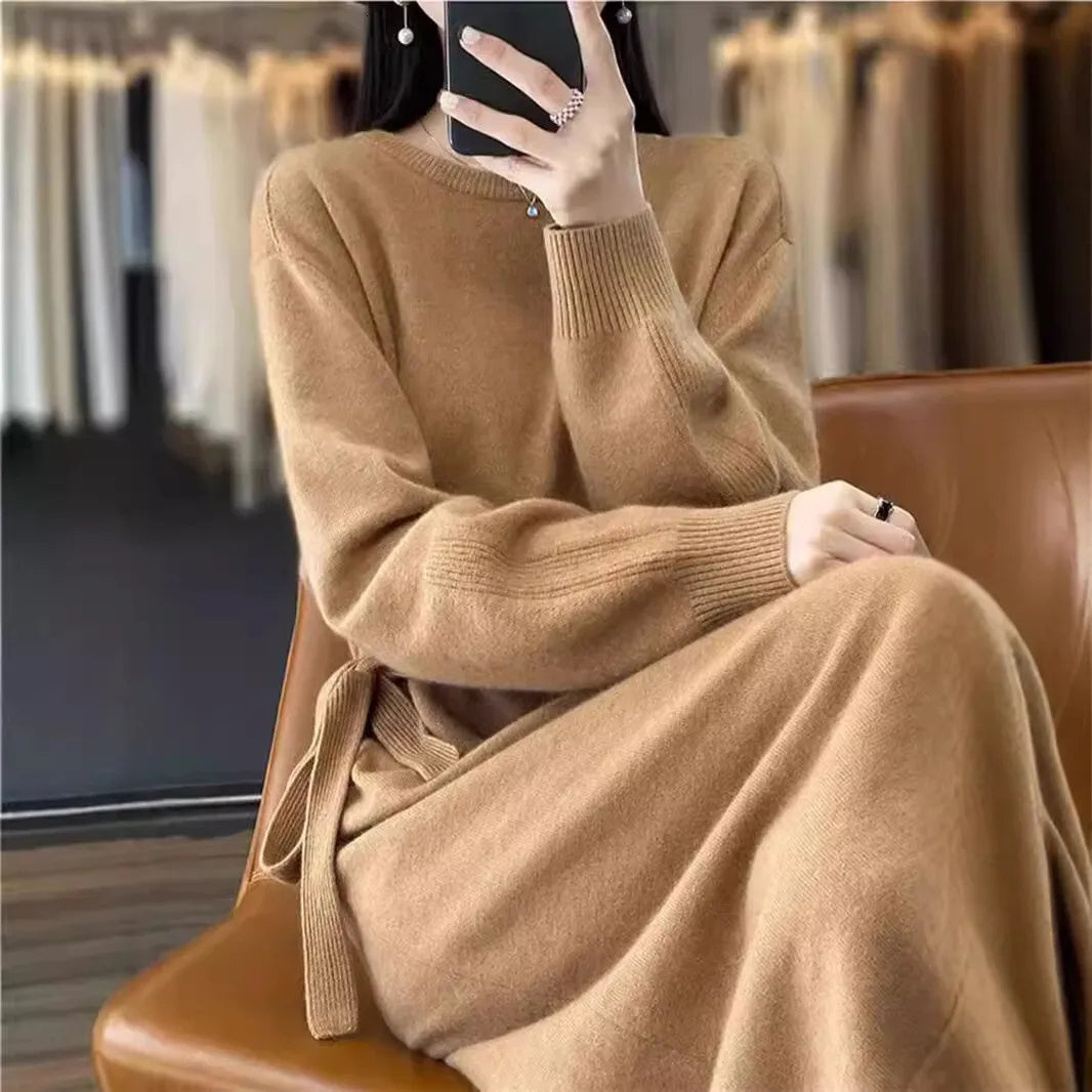 Merino Wool Crewneck Bodycon Dress