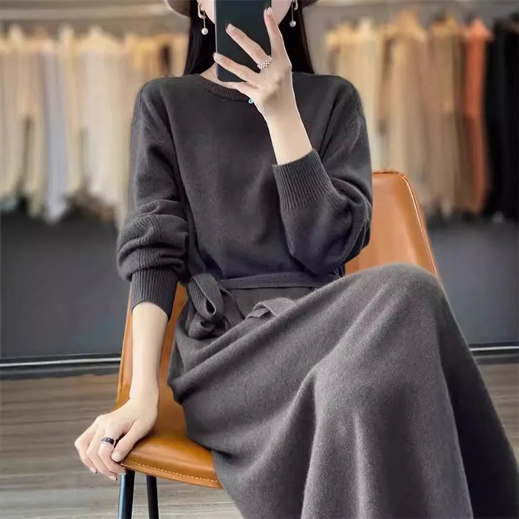 Merino Wool Crewneck Bodycon Dress