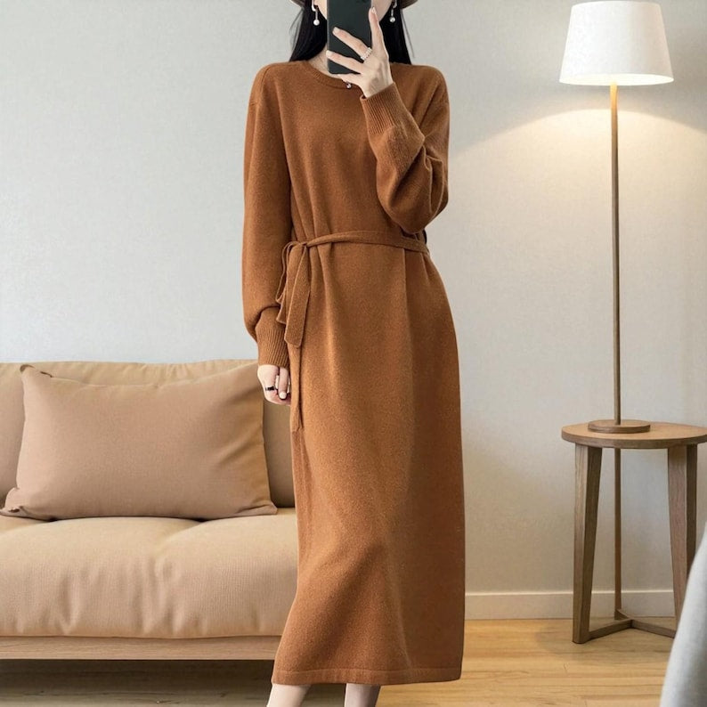 Merino Wool Crewneck Bodycon Dress