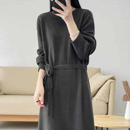 Merino Wool Crewneck Bodycon Dress
