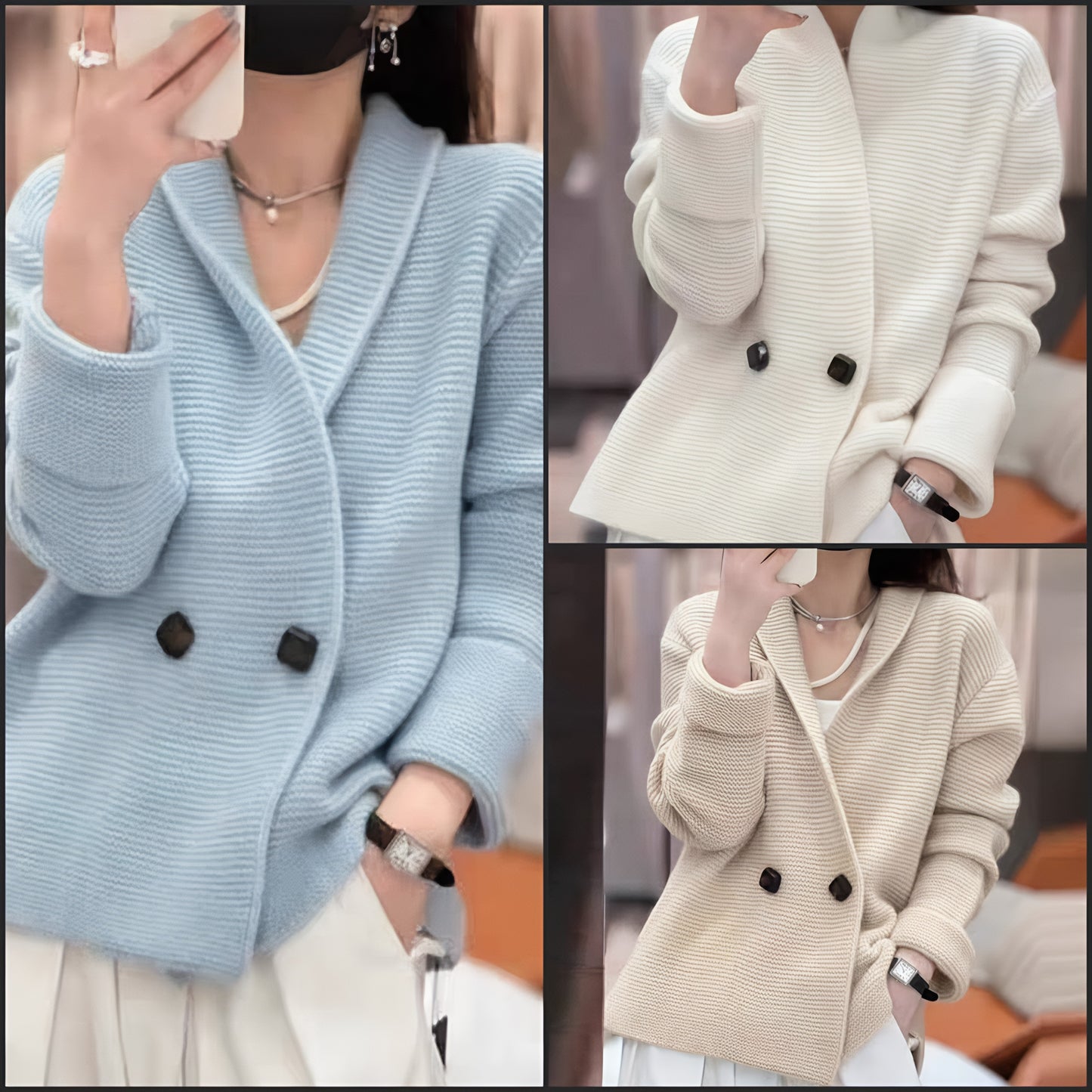 Korean Style Loose Double-Breasted Knitted Top