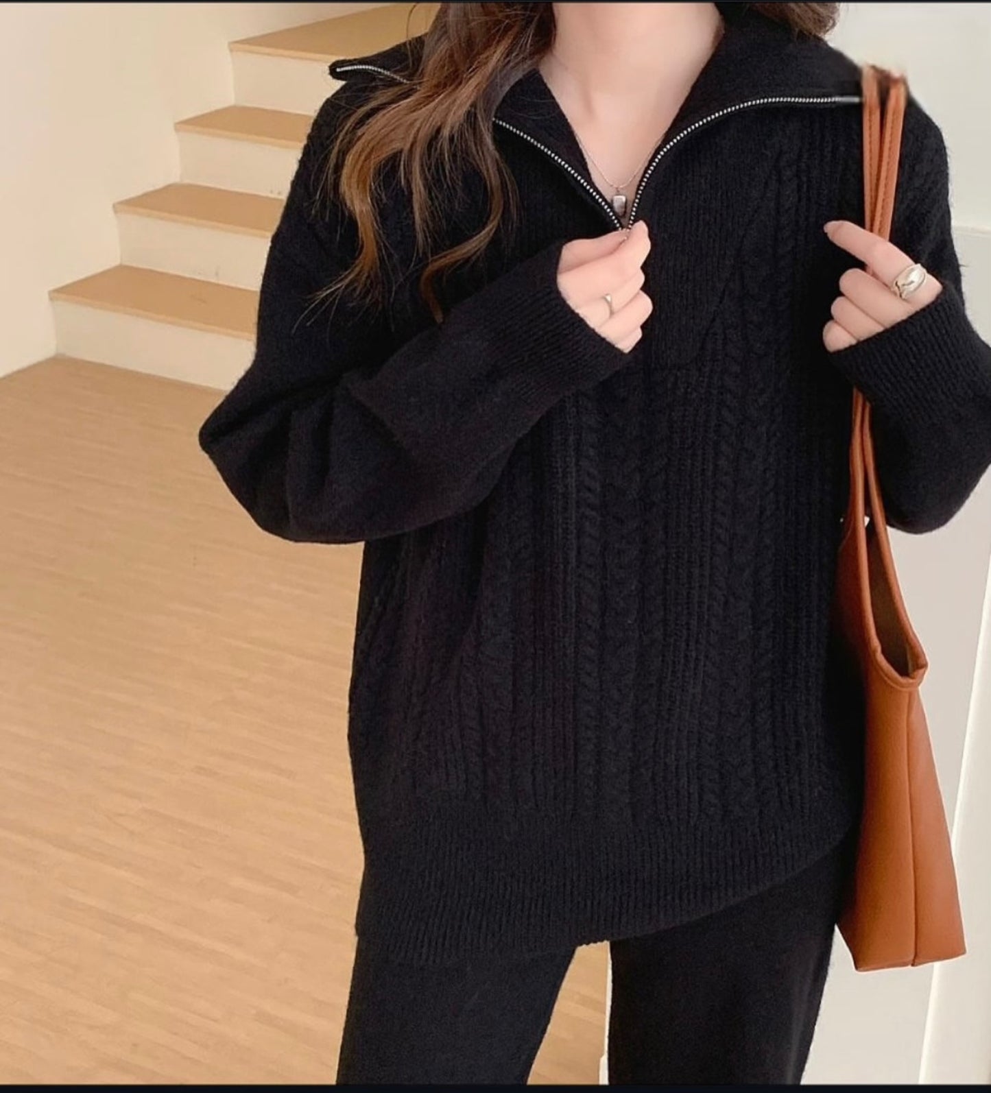 Zip-Neck Cable Knit Co-Ord