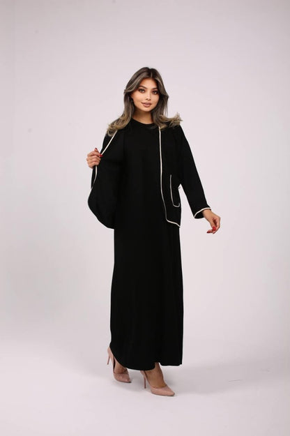 Belted jacket and skirt, two-piece set