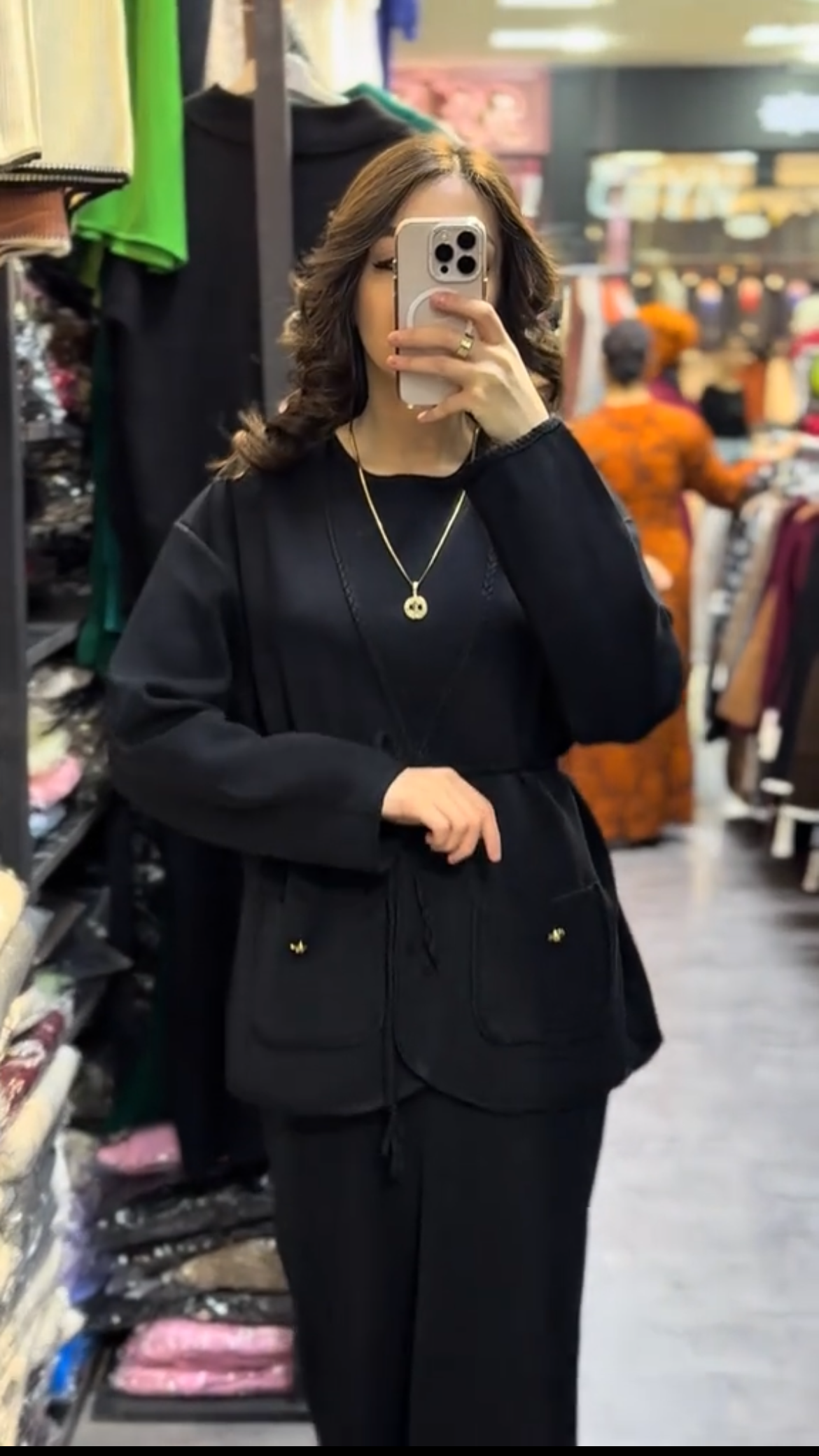 Belted jacket and skirt, two-piece set