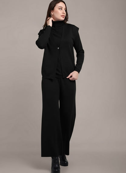 Black Knitted Three-Piece Set
