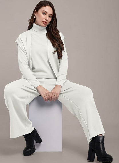 White Knitted Three-Piece Set