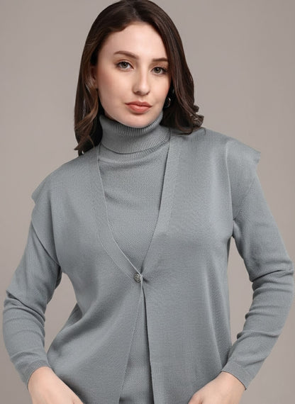 Grey Knitted Three-Piece Set